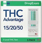 5 Pack - DrugExam THC Advantage Made in USA Multi Level Marijuana Home Test Kit. Highly Sensitive THC 3 Level Drug Test Kit. Detects at 50 ng/mL, 20 ng/mL, 15 ng/mL (5)