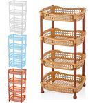 4 Tier Vegetable Fruit Storage Basket Rack Kitchen Utility Stacking Stackable (Beige)