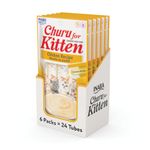 INABA Churu for Kittens, Creamy, Purée Lickable Cat Treats with DHA, EPA, Vitamin E & Taurine, 0.5 Ounces Each, 24 Tubes (4 per Pack), Chicken Recipe