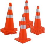 Garvee 12 Pack Traffic Safety Cones 28 in, PVC Orange Cones with Reflective Collars, Parking Training Construction Road Caution Plastic Cones for Parking Lot, Traffic Control, Driving Training