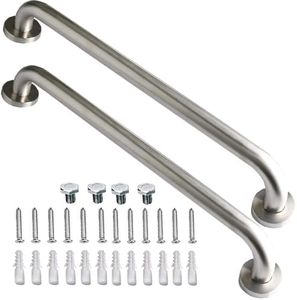 24 Inch Shower Grab Bars, ZUEXT 2 Pack Brushed Nickel Stainless Steel Bathroom Wall Grab Bar Handle, Shower Balance Bar, Safety Hand Rail Support, Handicap Elderly Senior Bath Grab Handle(1.25" Tube)