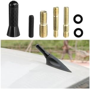 Augeny Car Short Antenna, 1.37" Carbon Fiber Antenna Replacement with Aluminum Screw, Mini Aerial Auto Stubby Antenna, Universal Vehicle Accessories for AM/FM Radio Reception (1.37 inches, Black)