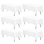 6 Pack White Polyester Tablecloth for 6ft Rectangle Tables 60 x 126 Inch Rectangular Fabric Table Clothes Washable Fabric Stain and Wrinkle Resistant Table Clothes for Wedding Parties Banquet Kitchen