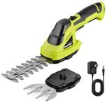 SnapFresh Cordless Grass Shear Bush Trimmer, 2 in 1 Handheld Hedge Trimmer, 7.2V Electric Grass Trimmer, Lightweight Shrubbery Trimmer Battery & Charger Included, Shrub Trimmer for Garden(Green)