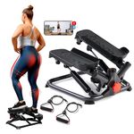 Sunny Health & Fitness Twist Stepper Exercise Machine, Stair Stepper with Resistance Band for Home, Full Body Workout Cardio Equipment, Smart Stepper with SunnyFit App Connection - SF-S0979SMART