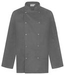 Proluxe Professional Chef Jacket - Long Sleeve - Unisex - Modern Fit - Black and White Available (L, Grey)