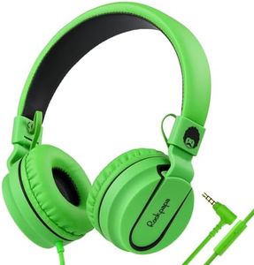 Rockpapa 952 Stereo Foldable Headphones On Ear, Adjustable Headband, Over Ear Headphones with Microphone for Kids Childrens Adults, Tablet Computer Mobile CD/DVD MP3/4(Black Green)