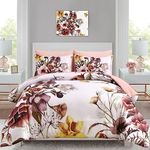 Luxudecor Floral Comforter Set Quee