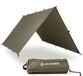 AQUAQUEST SAFARI Waterproof Camping Tarp - Lightweight Sun Shade or Rain Fly - Camping Essentials for Hiking, Backpacking & Hammock, 3 x 2 m Olive Drab