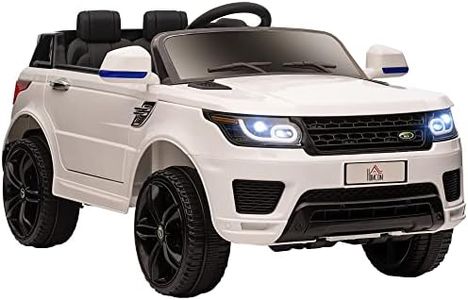 HOMCOM Auto Elettrica per Bambini 3-6 Anni 12V Doppio Motori 3-5km/h, Macchina per Bambini Elettrica con Sospensione, Telecomando 2.4G, Maniglia, Luci LED, Musica e Clacson, Bianco