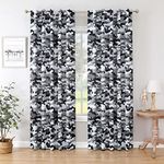 Enactex Black Camouflage Full Blackout Curtains 95 Inch, Modern Camo Back Tab & Rod Pocket Thermal Insulated Drapes, Room Darkening Window Curtain Panels for Boys Bedroom Living Room, 2 Panels