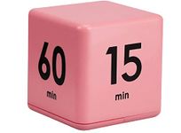 Feilifan Cube Timer, Kitchen Timer Kids Timer for ADHD Productivity Workout Flip Timer Classroom for StudyTime Countdown Management Settings 15 20 30 60 Minutes, Pink