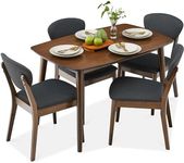 Best Choice Products 5-Piece Dining Set, Compact Mid-Century Modern Table & Chair Set for Home, Apartment w/ 4 Chairs, Padded Seats & Backrests, Wooden Frame - Charcoal/Walnut