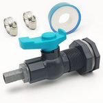 Qitdathn Rain Barrel Spigot PVC Faucet Kit Water Barrel Diverter Kit with Bulkhead Fitting and Ball Valve and Garden Hose Barb Adapter and Pipe Clamps and Thread Seal Tape(kit for 12.5mm ID Hose)