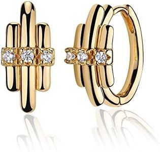 VACRONA Cubic Zirconia Huggie Earrings 14k Gold Plated Tiny Earrings Small Huggie Hoop Earrings Simple Lightweight Hoops Gift for Women