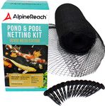 AlpineReach Pond & Pool Netting 15 x 20 ft - DENSE FINE MESH HEAVY DUTY NET | Cover for Leaves | Protects Koi Fish from Birds, Blue Heron, Cats, Predators UV Protection All Accessories Stakes Included