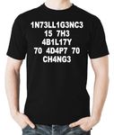 Witty Fashions Intelligence is The Ability to Adapt to Change Funny Geek Humor Statement Quote Mens Novelty T-Shirt (CA/US, Alpha, Medium, Regular, Regular, Black)