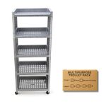 Biltoxi Plastic Multipurpose Storage Racks | 5 Shelfs Storage Organizer Racks For Home, Kitchen, Bathroom | Kitchen Trolley Rack With Wheels (Silver)