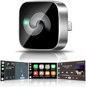 Wireless CarPlay Adapter , 2-in-1 Wireless Car Play & Android Auto Adapter | 3X Fast Stable Connection-No Latency from iOS 10+, Wide Compatibility, Plug & Play for 2015+ Cars with USB/Type C