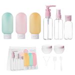 MAYCREATE® 11pcs Travel Bottles for Toiletries Kit, Empty Leakproof Travel Containers Squeeze Bottle for Travelling, Toiletry Bottle Spray Bottles Cream Jars Dispenser Set for Shampoo, Lotion, etc