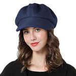 Superora Women Beret Newsboy Hat French Cap Wool Classic Autumn Spring Winter Hats Blue, One Size