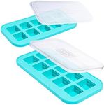 Souper Cubes 2 Tbsp Silicone Freezer Tray with Lid - Easy Meal Prep Container and Kitchen Storage Solution - Silicone Mold for Soup and Food Storage - Aqua – 2-Pack