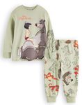 Disney The Jungle Book Boys Pyjama Set | Kids Long Sleeve Long Leg Graphic PJs in Green | Mowgli Baloo Shere Khan King Louie Kaa Character Nightwear | Original Movie Artwork Pajama Merchandise Gift