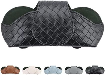 KINIVA Sunglasses Holder for Visor - Leather Glasses Case with Clips for All Car Models (Black)