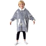 Oversized Wearable Blanket Hoodie for Kids Boys Girls, Hooded Sherpa Flannel Hoody Sweatshirt 7-12 YR Soft Cozy Fuzzy Warm, Holiday Gifts for Children (Child, glow stra)