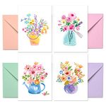 Blank Cards with Envelopes - 48 Floral Blank Note Cards with Envelopes – 4 Assorted Cards for All Occasions! Blank Notecards Stationary Set for Happy Mothers Day Cards-4x5.5"