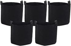 Sunnydaze 5-Pack of 5-Gallon Garden Grow Bags for Vegetables - Black 300 GSM Non-Woven Polypropylene Felt Fabric Flower Pots and Planters with Handles - Gardening Containers