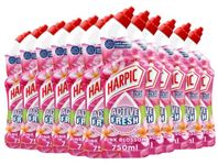 Harpic Active Fresh Toilet Cleaning Gel, Pink Blossom, Pack 12 x 750 ml, Infused with Essential Oils, Kills 99.9% of Bacteria, Toilet Cleaner