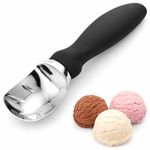 Tenom Ice Cream Spoon, Ice Cream Scoop Stainless Steel, Icecream Scoop for Gelato, Sorbet, Cookie Dough, Melon, Frozen Yogurt - Dishwasher Safe (Black)