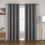 HOMEMONDE 5 Feet Room Darkening Curtain for Window - Noise Reduced and Thermal Insulation Curtains, 92% Blackout, Pack of 2, (Grey - 60 Inches) | Solid