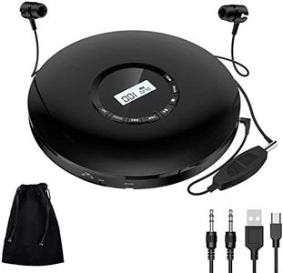 Portable CD Player 1400mAh CD Walkman Rechargeable CD Player Portable Gueray CD Discman Personal CD Player with Headphones Jack USB Supply CD Music Disc with LCD Display (Black)