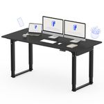 FLEXISPOT Dual Motors 4 Legs Standing Desk 63 x 30 Inch Adjustable Height Desk with Splice Board Home Office Computer Workstation Electric Sit Stand up Desk, Black Top + Black Frame