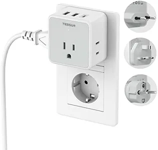 TESSAN All European UK Travel Plug Adapter Kit, International Detachable Converter with 3 Outlet 3 USB Charger (1 USB C), Type C/G/E/F EU Ireland Power Adaptor, US to Europe Italy Spain France Greece