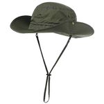 Oversize XL XXL Large Wide Brim Waterproof UPF 50+ Bucket Sun Summer Travel Fishing Hiking Fisherman Hat Detachable Chin, 000702_army Green, Large-X-Large