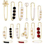 SANNIDHI® 15 Pcs Brooch Pin for Women Pearl Safety Pins Anti-Exposure Pearl Flower Saree Pins Jewerelly Accessories Saree Pin for Hijab Shawl Scarf Dress Clothes