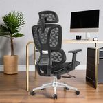 MRC Bravo Premium Ergonomic High Back Office Chair with Auto Adjustable Lumbar Support & Korean Mesh Seat, 3D Armrests, Multi-Tilt Lock with Seat Sliding Mechanism - Black