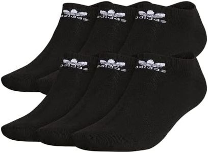 adidas Originals Men's Trefoil No Show Sock (6-Pair), Black/White, Large, (Shoe Size 6-12)