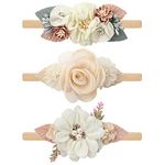 Makone Headbands for Babies, Stretchy Soft Floral Baby Turban Headbands，Hair Accessories with Flower Bows, for Newborn Baby, Toddlers