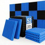 52 Pack Black blue 1" x 12" x 12" Acoustic Wedge Studio Foam Sound Absorption Wall Panels(Accompanied By Double-Sided Adhesive Tape)