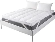Puredown® Mattress Topper Twin Size, Pillow Top Bed Topper with Goose Feather and Down Alternative Fill, Mattress Pad 100% Cotton Fabric Bed Topper (39x75 Inch, White)