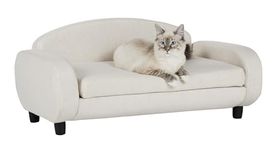 Modern Pet Sofa 31.5" Wide Low Back Lounging Bed with Removable Mattress Cover in Espresso/Oatmeal