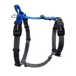 LufeLux Easy Walk Freedom No Pull Dog Harness, Keep Balance Harness for Dogs Blue, Neck-Buckle, Six Points Adjustment for Comfort Fit, 2 D-Rings for Back and Front Clip (Blue/Black, L)