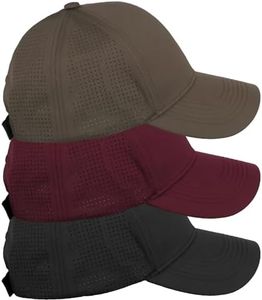 Daxton Air Cool Tech Hat Ventilated Micro Holes Structured High Profile Baseball Cap 3 Pack - Black,Burgundy,Olive