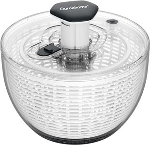 Ourokhome Salad Spinner Lettuce Dryer, One-Handed Easy Press Large Vegetable Dryer Salad Mixer with Comfortable and Retractable Pusher and Brake Button for Greens, Herbs, Berries, Fruits, 6.3 QT