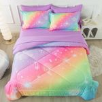 ADASMILE A & S 7Pieces Rainbow Bedding Set Full for Kids Bed in A Bag Rainbow Comforter Set for Girls Teens Tie Dye Pastel Comforter and Purple Sheets Set Glitter Girly Rainbow Bed Set for Home Decor