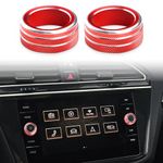 Auovo Radio Knob Covers Compatible with Volkswagen VW Accessories Tiguan Taos Jetta Atlas Arteon Golf Aluminum Alloy Audio Knob Cover Audio Volume Button Ring (Red, 2pcs)